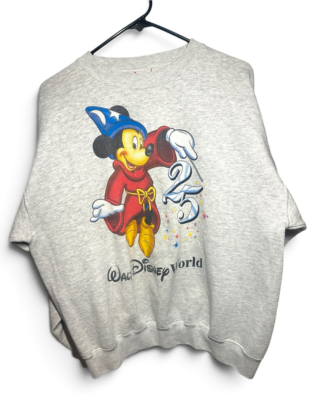 Disney Light Gray Mickey Sorcerer Graphic Crewneck Sweatshirt